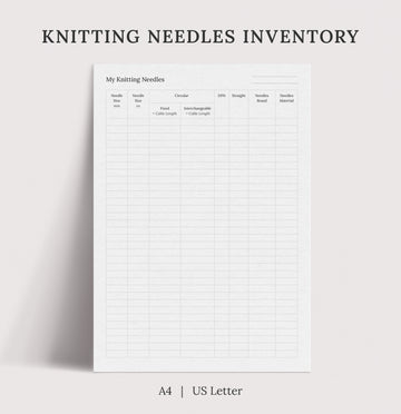 Printable Knitting Needles Inventory