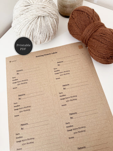 Printable Knitting Swatch Label